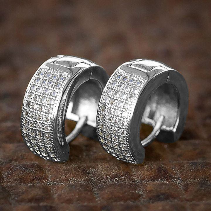 Huitan%20Small%20Round%20Hoop%20Earrings%20for%20Men/Women%20Shiny%20White%20Zirconia%20Simple%20Stylish%20Daily%20Wearable%20Earring%20Unisex%20Fashion%20Jewelry%20-%20Image%203
