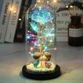LED Enchanted Galaxy Rose Eternal Beauty And The Beast Rose With Fairy Lights In Dome For Christmas Valentine's Day Gift. 