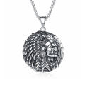 Gothic Vintage Stainless Steel Indian Chief Head Pendant Necklaces For Men Biker Classic Ethnic Style Jewelry s Wholesale. 