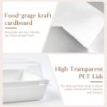 50PCS Paper Charcuterie Boxes with Clear Lids 4 Inches Square White Disposable Sandwich Boxes Dessert To Go Containers. 