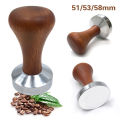51mm/53mm/58mm Espresso Coffee Tamper Aluminum Coffee Distributor Leveler Tool Bean Press Hammer with Wooden Handle. 