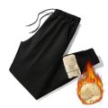 Men Autumn and Winter Sweat Pants Plush Thickening Casual Trouser Warm Pant Plus Size Men's Mid Waist Fashion Sweatpant Black.