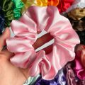 High quality silk satin scrunchies korean raw silk hair ties for damged hair elegant fluffy scrunchies for women and girls Red green navy sky blue black white golden silver peach seagreen lemon. 