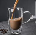 450ml Double Wall Glass Coffee Mug,Double wall insulated Glass Mug Borosilicate Glass Mug. 