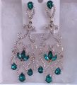 Luxury Emerald Green Chandelier Earrings for Women – Bridal & Party Wear | Zircon Drop Stone Earrings. 