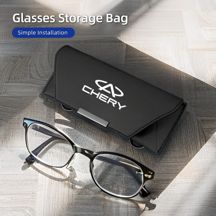 Car%20Glasses%20Case%20Leather%20Sunglasses%20Storage%20Clip%20For%20Chery%20Tiggo%205%202%203%207%20PRO%208%205X%20IQ%20QQ%20Fulwin%20Face%20Arrizo%20A1%20-%20Image%204