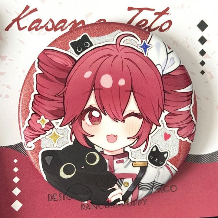 58mm Anime Kasane Teto Cosplay COSTUME Badge Pin SPTE Tinplate Brooch Prop Xmas