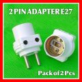 2 Pcs Portable White Bulb Holder with 2 Pin Plug - For Screw Type Bulbs (E27). 