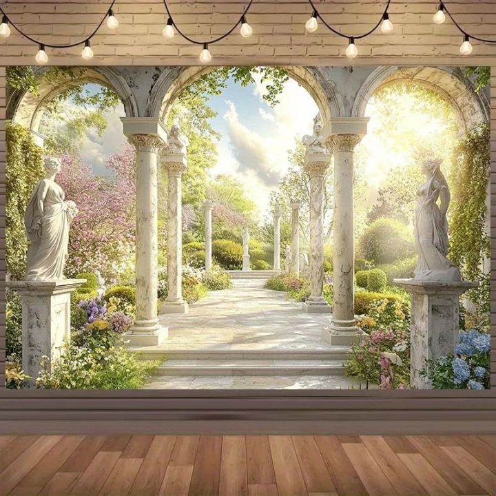 1 piece of "Romantic classic arch background fabric, creating a European garden oasis, party banner, multiple sizes.