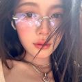 Ultra Lightweight Frameless Square Women's Anti Blue Light Glasses Suitable for Daily Casual Wear. 