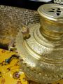 Authentic Persian Samovar, 50 Years Old. Genuine Elephant Tusk on Small Kettle's Handle. Original Electric Persian Samovar with Gold Finish.. 