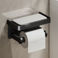 Aluminum Alloy Paper Holder Wall-Mounted Toilet Roll Paper Holder No Drilling Bathroom Kitchen Paper Holder. 