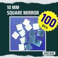 10mm Square Shape Glass Mirror Pieces | Small Craft Mosaic Tiles for Lippan Art, Embroidery, Jewellery Making & DIY Crafts.