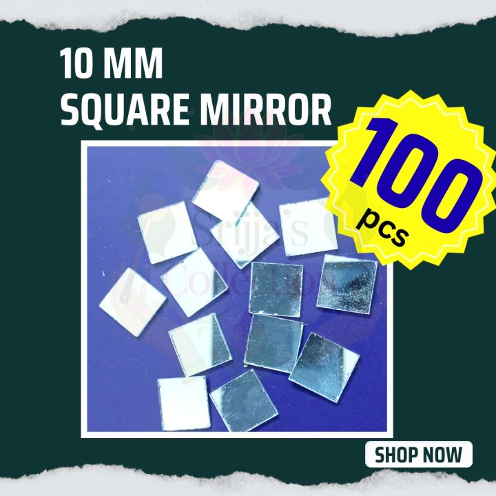10mm Square Shape Glass Mirror Pieces | Small Craft Mosaic Tiles for Lippan Art, Embroidery, Jewellery Making & DIY Crafts