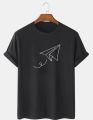 Paper Plane of Liberty Print Crew Neck Short Sleeve T-Shirts. 
