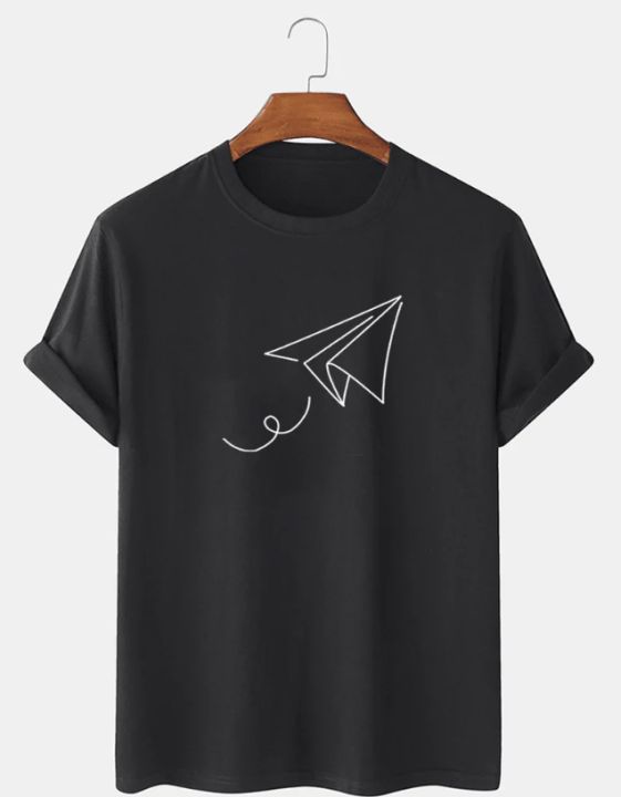 FARGO%20Paper%20Plane%20of%20Liberty%20Print%20Crew%20Neck%20Short%20Sleeve%20T-Shirts%20-%20Image%203