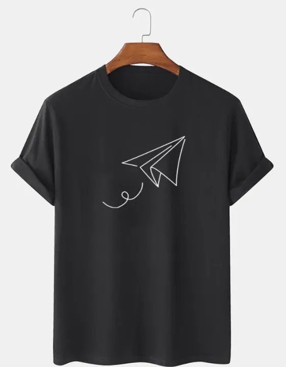Paper%20Plane%20of%20Liberty%20Print%20Crew%20Neck%20Short%20Sleeve%20T-Shirts%20-%20Image%203