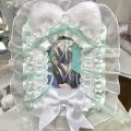 1Pc Plush Lace Photo Card Holder, Available in Yellow, Blue, Green, Purple, Pink, Featuring Cartoon Anime Characters, Suitable for Displaying and Holding Small Cards, Can Be Hung on a Backpack or Used as a Decorative Card Holder for Ita Bags. 