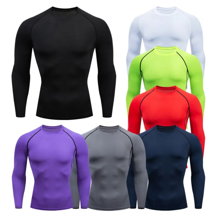 স্পোর্টসের জন্য ফুল হাতা প্লেইন স্কিন টি-শার্ট ড্রাই-ফিট বেস লেয়ার-"স্কিন গেঞ্জি" স্কিন টি-শার্ট "ফুটবল স্কিন" "স্কিন" সাথে ড্রাই-ফিট কম্প্রেশন টপ screen ganzi