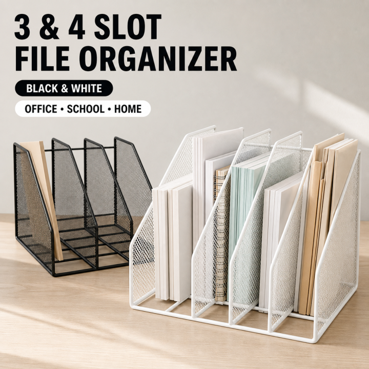 Metal File Rack Office Desk Shelf Standing Desktop File Folder File Box File Storage Box Data Rack Stationery Organizer File