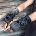 New Hot Sale Fashionable Simple Gothic Fingerless Gloves Unisex Tear Design Stretchy for Party Preparation and Durable. 