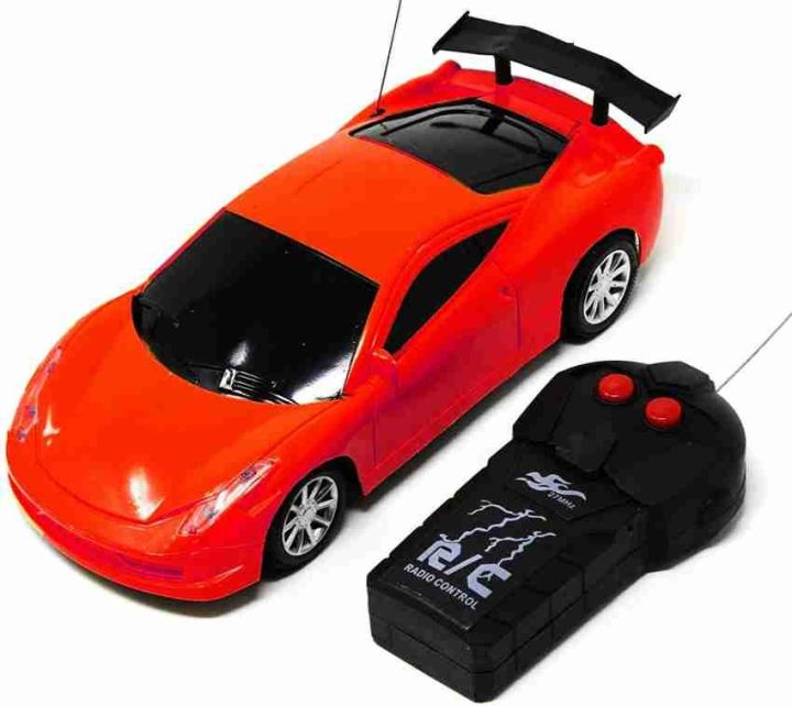 Remote Control High Speed Racing Car with Stylish Looks 1:18 Scale, Two Functions & Modern Design, RC Vehicle Toy for Kids (Require 5AA Batteries, Not Included) (Yellow)