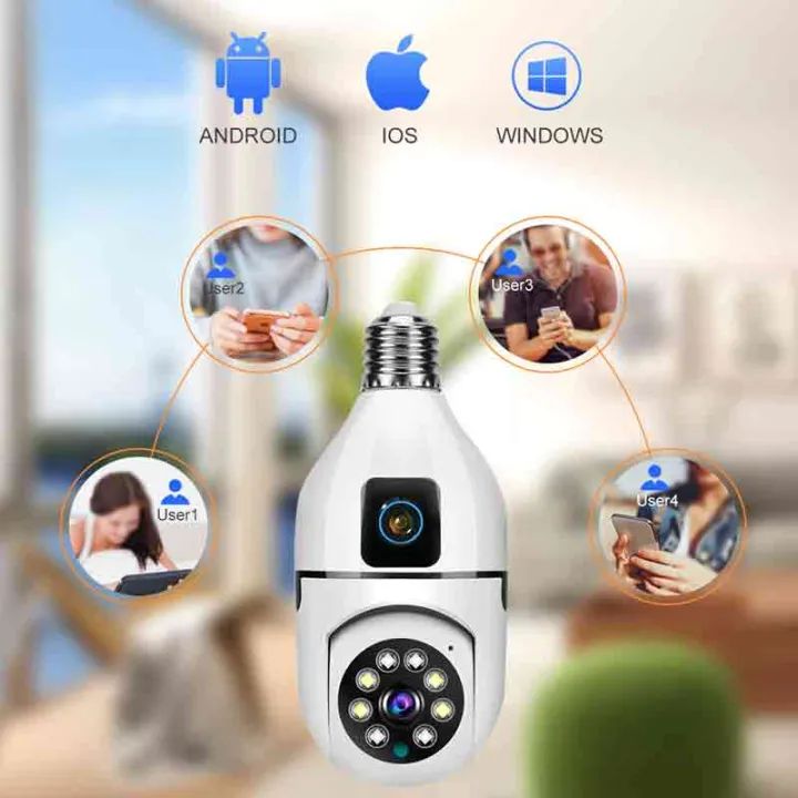 dual-lens smart bulb security camera with WiFi connectivity, night ...