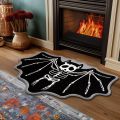 VIKAMA Halloween Shaped Decorative Rug Black Spider Web Ghost Gothic Bathroom Entryway Footrest Washable Dirty Resistant Carpet.