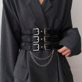 Wide Y2K Elastic Corset Belt Female Tassel Stretch Cummerbunds Designer Belts For Women Goth Black Waistband Plus Size.