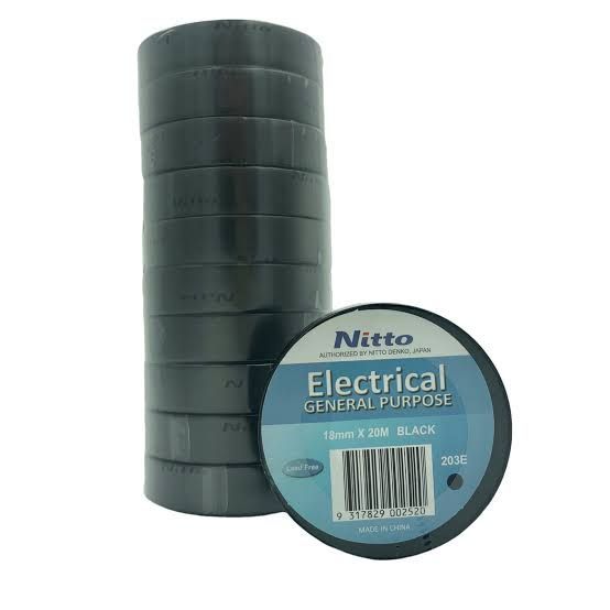 Nitto Pvc Electrical Insulation Tape Red/Black/White-Pack of 10 pieces