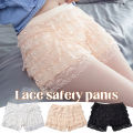 Women Summer Ruffle Lace Safety Short Pants Princess Lolita Safety Shorts Elastic Waist Casual Layered Panties Underwear. 