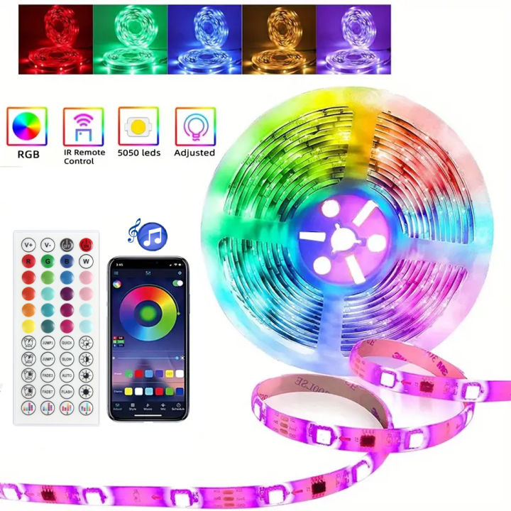 RGB USB LED Strip APP Control with 44 Key Remote Control Music Sync ...