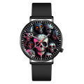 Hot Halloween Simple Skull Design Men And Women Quartz Watches Casual Black Silicone Clock  Watch. 