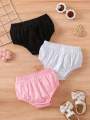 3pcs baby solid color comfy shorts casual elastic waist bloomers infant toddler girls bottoms for summer. 