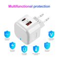 Suitable for Apple Mobile Phone PD Fast Charge Android European Standard Charging Head 20W Dual-Port USB + Type-C Charging Port. 
