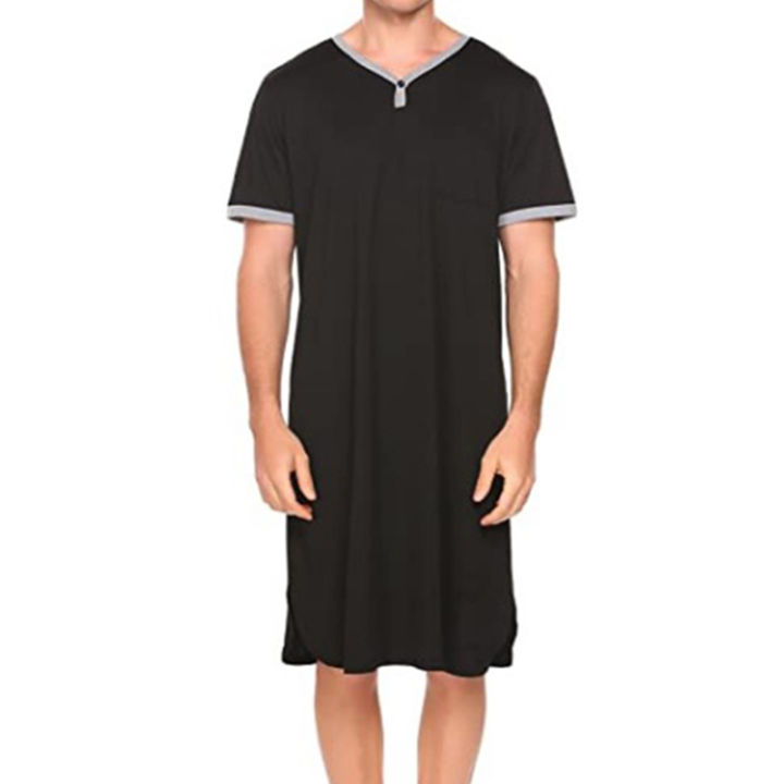 Men's%20Short%20Sleeve%20Thin%20Lengthened%20Leisure%20Pajamas%20Loose%20Skin%20Friendly%20Stretchy%20Robes%20Homewear%20Bathrobes%20Vintage%20Nightgown%20M-3XL%20-%20Image%205