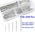 150/240 Pcs Stainless Steel Cotter Pin Kit Split Pin Assortment Whistle U Pin Fixings Assorted Sizes M1 M1.5 M2 M2.5 M3 M4 M5. 