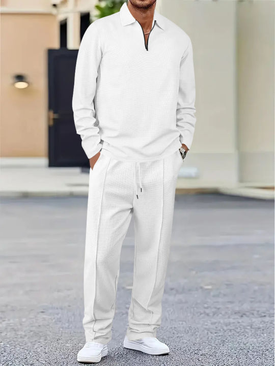 New%20Spring%20And%20Autumn%20Fashion%20Men's%20Solid%20Color%20Waffle%20Leisure%20Suit,%20Lapel%20Multi-Functional%20Loose%20Sportswear%20Men's%20Leisure%20Suit%20-%20Image%202