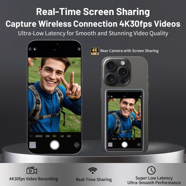 Magnetic%20Phone%20Selfie%20Monitor%20Screen%20for%20Smartphone%20Rear%20Camera%20Selfie%20Vlog%20Live%20Stream%20for%20iPhone%20Android%20Phone%20-%20Image%204