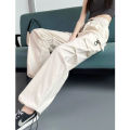 Big Size Female High Street Cargo Pants Lady Baggy High Waist Straight Leg Trousers Girls Classic Fashion Drawstring Pants. 