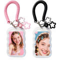 2 Pack Cute Photocard Holder Keychain  Photo Card Holder, Transparent PC Holder with Star Wave Design for Bus Student Card,. 