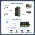 Mini Industrial Passive 24V 5 Ports PoE Gigabit Switch, IEEE 802.3az, 10/100/1000Mbps Ethernet Switch, Din Rail Mount. 