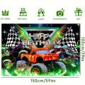 Truck Themed Backdrop Photography Monster Happy Birthday Party Supplies Jam Burning Flame Car Grave Digger Boys Kids Background. 