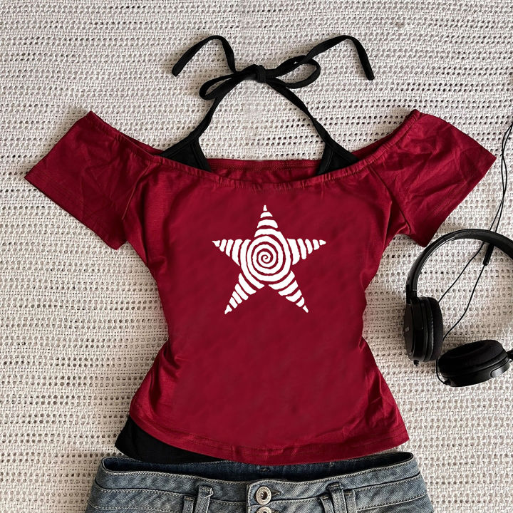 Women's%20Harajuku%202025%20Summer%20Casual%20T-Shirt%20Y2K%20Retro%20Streetwear%20Halter%20Neck%20Print%20Fake%20Two-Piece%20Set%20Fashionable%20Street%20Style%20-%20Image%205