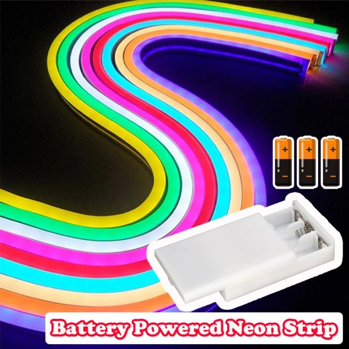 Neon Rope Light Battery Neon LED Strip Battery Operated, 9Colors Neon Rope Lights With Battery ...