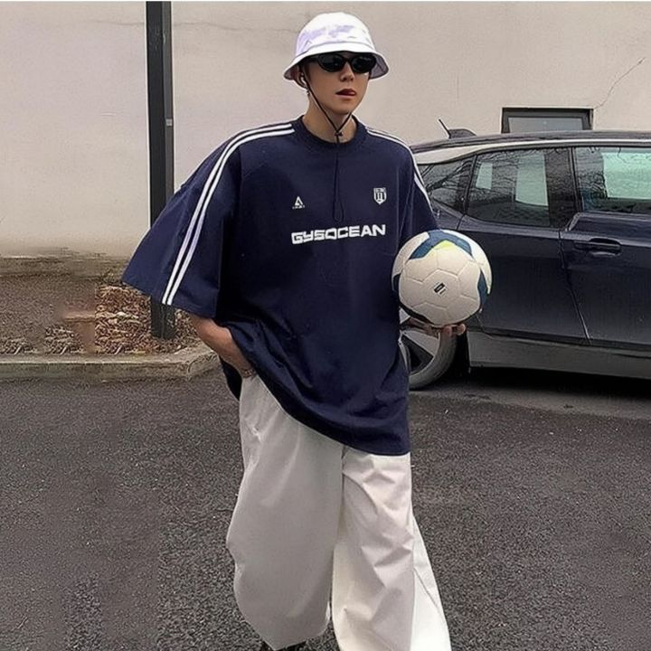 Proman-men's%20sports%20short%20sleeve%20T-shirt%20loose%20American%20street%20style%20short%20sleeve%20casual%20sports%20style%20tee%20-%20Image%202