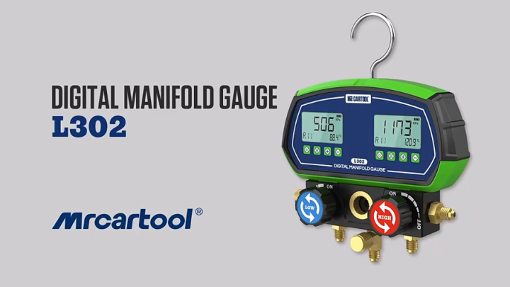 (Preorder)  MRCARTOOL L302 Digital Tube Temperature Test Gauge Set Vacuum Leak Tester Refrigeration Tester with 3pcs Refrigerant Hoses for R134A Air Conditioner Maintenance Testing