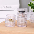 Mini Round Jewelry Storage Box (5 Layer) – Transparent Acrylic Organizer for Rings, Earrings, Studs & Small Accessories | Compact 360° Rotating Jewelry Case for Dressing Table & Travel. 