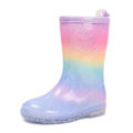 Four Seasons Cute Girls Rain Boots Rainbow Gradient Glitter Waterproof Non-Slip Toddler Kids Outdoor Rainy Day Shoes. 