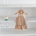 INS Summer Baby Halter Set for Boys and Girls - Checkered Cool T-Shirt + Short Pants for Casual Home Wear. 
